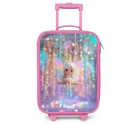 NoBoringSuitcases.com® Maleta Infantil Rosa Compacto 48x31x19 cm Maletas De Viaje Cabina Trolley con Ruedas LED Rigida Ultraligero - Niñas - Hada - Elfo - Arco Iris
