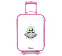 NoBoringSuitcases.com® Maleta Infantil Rosa Compacto 48x31x19 cm Maletas De Viaje Cabina Trolley con Ruedas LED Rigida Ultraligero - Niñas - Alien - OVNI