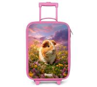 NoBoringSuitcases.com® Maleta Infantil Rosa Compacto 48x31x19 cm Maletas De Viaje Cabina Trolley con Ruedas LED Rigida Ultraligero - Niñas - Cobayas - Naturaleza - Animal