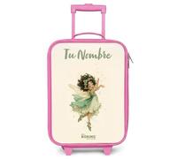 NoBoringSuitcases.com® Maleta Infantil Rosa Personalizado con Nombre 48x31x19 cm Maletas De Viaje Cabina Trolley con Ruedas LED Rigida Ultraligero - Niñas - Hada del Bosque - Verde