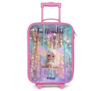 NoBoringSuitcases.com® Maleta Infantil Rosa Personalizado con Nombre 48x31x19 cm Maletas De Viaje Cabina Trolley con Ruedas LED Rigida Ultraligero - Niñas - Hada - Elfo - Arco Iris