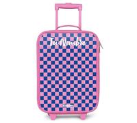 NoBoringSuitcases.com® Maleta Infantil Rosa Personalizado con Nombre 48x31x19 cm Maletas De Viaje Cabina Trolley con Ruedas LED Rigida Ultraligero - Niñas - Bloques - Azul - Rosa