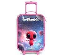 NoBoringSuitcases.com® Maleta Infantil Rosa Personalizado con Nombre 48x31x19 cm Maletas De Viaje Cabina Trolley con Ruedas LED Rigida Ultraligero - Niños - Criatura Espacial - Rojo - Espacio