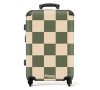 NoBoringSuitcases.com® Maleta Mediana, 67 cm 72 L, Maleta Grande Rígida con Ruedas, Trolley Ligera, Maleta 23kg, Equipaje con Bloques - Verde y Beige, Maleta para Avión