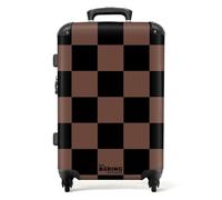 NoBoringSuitcases.com® Maleta Mediana, 67 cm 72 L, Maleta Grande Rígida con Ruedas, Trolley Ligera, Maleta 23kg, Equipaje con Bloques - Negro y Marrón, Maleta para Avión