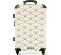 NoBoringSuitcases.com® Maleta Mediana 67x43x25 cm Trolley Mediano Viaje Rígida Ligera 4 Ruedas Talla M Maletas Medianas Equipaje Medium Clásico - Arte - Beige