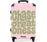NoBoringSuitcases.com® Maleta Mediana 67x43x25 cm Trolley Mediano Viaje Rígida Ligera 4 Ruedas Talla M Maletas Medianas Equipaje Medium Grandeza - Verde - Rosa - Retro