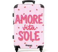 NoBoringSuitcases.com® Maleta Mediana 67x43x25 cm Trolley Mediano Viaje Rígida Ligera 4 Ruedas Talla M Maletas Medianas Equipaje Medium Amor - Vida - Sol - Rosa - Corazones