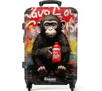 NoBoringSuitcases.com Maleta Mediana, Maleta Mediana 4 Ruedas, Maletas de Viaje Grandes 23 Kilos, Cerradura TSA, Maleta Grande, Suitcase, Maleta (67 cm - 72 L), (Chimpancé, Rojo)