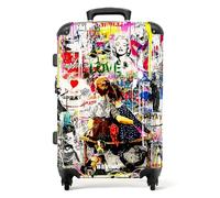 NoBoringSuitcases.com Maleta Mediana, Maleta Mediana 4 Ruedas, Maletas de Viaje Grandes 23 Kilos, Cerradura TSA, Maleta Grande, Maleta de Viaje (67 cm - 72 L), (Collage de Arte - Multicolor)