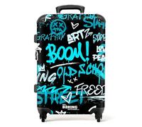 NoBoringSuitcases.com Maleta Mediana, Maleta Mediana 4 Ruedas, Maletas de Viaje Grandes 23 Kilos, Cerradura TSA, Maletas Medianas Rigidas, Maleta Grande (67 cm - 72 L), (Graffiti Azul - Negro)