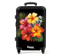 NoBoringSuitcases.com Maleta Mediana, Maleta Mediana 4 Ruedas, Maletas de Viaje Grandes 23 Kilos, Cerradura TSA, Maleta Grande, Maleta de Viaje (67 cm - 72 L), (Flores, Naranja)