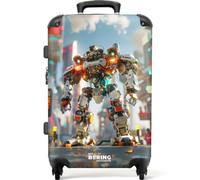 NoBoringSuitcases.com® Maleta Mediana Niños 67x43x25 cm Maletas Medianas Viaje Infantil Trolley Rígida Ligera 4 Ruedas Talla M Equipaje Suitcase Mecha - Ciudad - Futurista