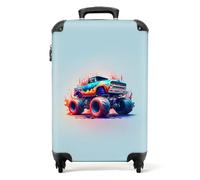 NoBoringSuitcases.com Maleta - Monster Truck - Llamas - Azul - Pintura - Diseño - 35x55x20 - Equipaje de Cabina