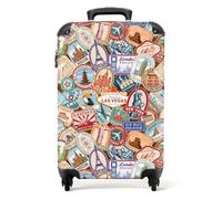NoBoringSuitcases.com® Maletas de Viaje Cabina, Equipaje de Mano, Trolley con 4 Ruedas giratorias rotación de 360, Divertidas, TSA Cerradura, 10kg Avion, 55x40x20 cm Patrón de destinos