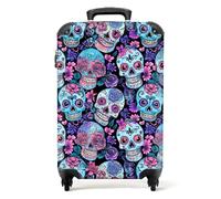 NoBoringSuitcases.com® Maletas de Viaje Cabina, Equipaje de Mano, Trolley con 4 Ruedas giratorias rotación de 360, Divertidas, TSA Cerradura, 10kg Avion, 55x40x20 cm Patrón de cráneo