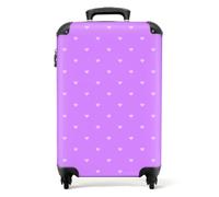 NoBoringSuitcases.com® Maletas de Viaje Cabina, Equipaje de Mano, Trolley con 4 Ruedas giratorias rotación de 360, Divertidas, TSA Cerradura, 10kg Avion, 55x40x20 cm Fondo púrpura del corazón