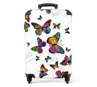 NoBoringSuitcases.com® Maletas de Viaje Cabina, Equipaje de Mano, Trolley con 4 Ruedas giratorias rotación de 360, Divertidas, TSA Cerradura, 10kg Avion, 55x40x20 cm Mariposas de Colores