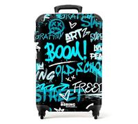 NoBoringSuitcases.com Maletas de Viaje Cabina, Maleta Cabina, Maletas de Viaje, Trolley con Ruedas, Maleta Viaje, Maletas de 10kg, Equipaje de Mano (Graffiti Azul - Negro, 55x40x20 cm)