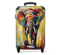 NoBoringSuitcases.com Maletas de Viaje Cabina, Maleta Cabina, Maletas de Viaje, Trolley con Ruedas, Maleta de Mano, Maletas de 10kg Equipaje de Mano (Elefante - Multicolor, 55x40x20 cm)
