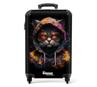 NoBoringSuitcases.com Maletas de Viaje Cabina, Maleta Cabina, Maletas de Viaje, Trolley con Ruedas, Maleta Viaje, Maletas de 10kg, Equipaje de Mano (Gato, Negro, 55x40x20 cm)