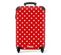 NoBoringSuitcases.com Maletas de Viaje Cabina, Maleta Cabina, Maletas de Viaje, Trolley con Ruedas, Trolley Cabina, Carry on Luggage, Equipaje de Mano (Puntos - Rojo-Blanco, 55x40x20 cm)
