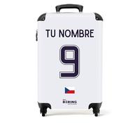 NoBoringSuitcases.com Maletas de Viaje Cabina, Maleta Cabina, Maletas de Viaje, Trolley, Equipaje de Mano, Maleta Personalizada (Fútbol - Uniforme visitante República Checa 2022 - Blanco, 55x40x20 cm)
