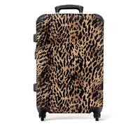 NoBoringSuitcases.com® Maletas de Viaje Medianas 4 Ruedas giratorias de 360, Rigidas, Grandes, Candado Cerradura TSA, Extensible, 20-23 Kilos para facturar, 67 cm-72 L Estampado De Leopardo Oscuro