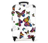 NoBoringSuitcases.com® Maletas de Viaje Medianas 4 Ruedas giratorias de 360, Rigidas, Grandes, Candado Cerradura TSA, Extensible, 20-23 Kilos para facturar, 67 cm-72 L Mariposas de Colores