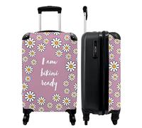 NoBoringSuitcases.com® Maletas Equipaje de Cabina Maleta Trolley Maleta de Viaje con Ruedas Pequeña con 4 Ruedas - Rosa - Flores - I'm Ready for The Bikini - Equipaje de Tabla