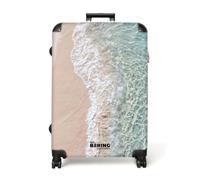 NoBoringSuitcases.com® Trolley Grande 77x51.5x28 cm Equipaje Viaje Maleta Rígido Ligero 4 Ruedas Talla L XL Maletas Grandes Large Costa - Arena - Azul
