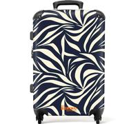 NoBoringSuitcases.com® Trolley Mediano 67x43x25 cm Equipaje Viaje Maleta Mediana Rígido Ligero 4 Ruedas Talla M Maletas Medianas Medium Hojas - Azul - Patrón - Blanco