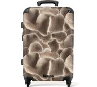NoBoringSuitcases.com® Trolley Mediano 67x43x25 cm Equipaje Viaje Maleta Mediana Rígido Ligero 4 Ruedas Talla M Maletas Medianas Medium Abanico - Beige - Fibras