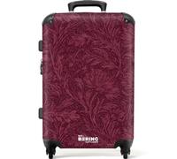 NoBoringSuitcases.com® Trolley Mediano 67x43x25 cm Equipaje Viaje Maleta Mediana Rígido Ligero 4 Ruedas Talla M Maletas Medianas Medium Hojas - Patrón - Morado