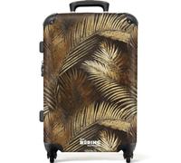 NoBoringSuitcases.com® Trolley Mediano 67x43x25 cm Equipaje Viaje Maleta Mediana Rígido Ligero 4 Ruedas Talla M Maletas Medianas Medium Hojas - Tropicales - Oro