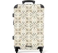 NoBoringSuitcases.com® Trolley Mediano 67x43x25 cm Equipaje Viaje Maleta Mediana Rígido Ligero 4 Ruedas Talla M Maletas Medianas Medium Azulejo - Motivo - Beige