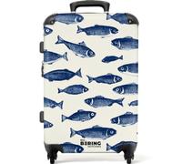 NoBoringSuitcases.com® Trolley Mediano 67x43x25 cm Equipaje Viaje Maleta Mediana Rígido Ligero 4 Ruedas Talla M Maletas Medianas Medium Peces - Patrón - Azul - Blanco