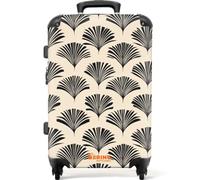 NoBoringSuitcases.com® Trolley Mediano 67x43x25 cm Equipaje Viaje Maleta Mediana Rígido Ligero 4 Ruedas Talla M Maletas Medianas Medium Abanicos - Botánicos - Negro - Beige