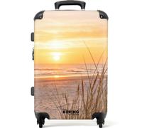 NoBoringSuitcases.com® Trolley Mediano 67x43x25 cm Equipaje Viaje Maleta Mediana Rígido Ligero 4 Ruedas Talla M Maletas Medianas Medium Atardecer - Dunas - Mar