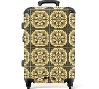 NoBoringSuitcases.com® Trolley Mediano 67x43x25 cm Equipaje Viaje Maleta Mediana Rígido Ligero 4 Ruedas Talla M Maletas Medianas Medium Ornamento - Patrón - Verde