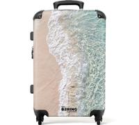 NoBoringSuitcases.com® Trolley Mediano 67x43x25 cm Equipaje Viaje Maleta Mediana Rígido Ligero 4 Ruedas Talla M Maletas Medianas Medium Costa - Arena - Azul