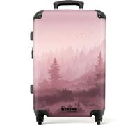 NoBoringSuitcases.com® Trolley Mediano 67x43x25 cm Equipaje Viaje Maleta Mediana Rígido Ligero 4 Ruedas Talla M Maletas Medianas Medium Paisaje - Neblinoso - Rosa