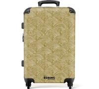 NoBoringSuitcases.com® Trolley Mediano 67x43x25 cm Maleta Mediana Viaje Rígido Ligero 4 Ruedas Talla M Equipaje Tamaño Medium Maletas Medianas Abanico - Geométrico - Verde
