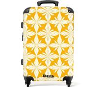 NoBoringSuitcases.com® Trolley Mediano 67x43x25 cm Maleta Mediana Viaje Rígido Ligero 4 Ruedas Talla M Equipaje Tamaño Medium Maletas Medianas Patrón - Retro - Amarillo