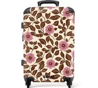 NoBoringSuitcases.com® Trolley Mediano 67x43x25 cm Maleta Mediana Viaje Rígido Ligero 4 Ruedas Talla M Equipaje Tamaño Medium Maletas Medianas Flores - Hojas - Coloridas