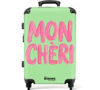 NoBoringSuitcases.com® Trolley Mediano 67x43x25 cm Maleta Mediana Viaje Rígido Ligero 4 Ruedas Talla M Equipaje Tamaño Medium Maletas Medianas Mon Cheri - Verde - Rosa