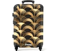NoBoringSuitcases.com® Trolley Mediano 67x43x25 cm Maleta Mediana Viaje Rígido Ligero 4 Ruedas Talla M Equipaje Tamaño Medium Maletas Medianas Escamas - Estructura - Oro