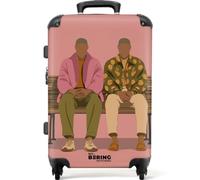 NoBoringSuitcases.com® Trolley Mediano 67x43x25 cm Maleta Mediana Viaje Rígido Ligero 4 Ruedas Talla M Equipaje Tamaño Medium Maletas Medianas Ilustración - Banco - Personas - Minimalista