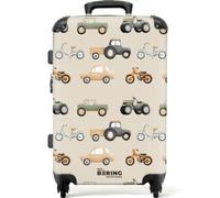 NoBoringSuitcases.com® Trolley Mediano Infantil 67x43x25 cm Maletas Medianas Maleta Mediana Viaje Rígido Ligero 4 Ruedas Talla M Equipaje Suitcase Vehículos - Retro - Patrón