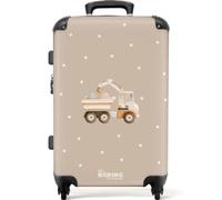 NoBoringSuitcases.com® Trolley Mediano Infantil 67x43x25 cm Maletas Medianas Maleta Mediana Viaje Rígido Ligero 4 Ruedas Talla M Equipaje Suitcase Volquete - Amarillo - Lunares - Patrón